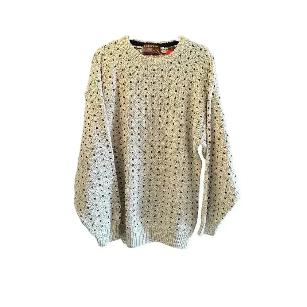 Authentic Issue 90 Mens Polka Dot Crew Neck Sweater Size L